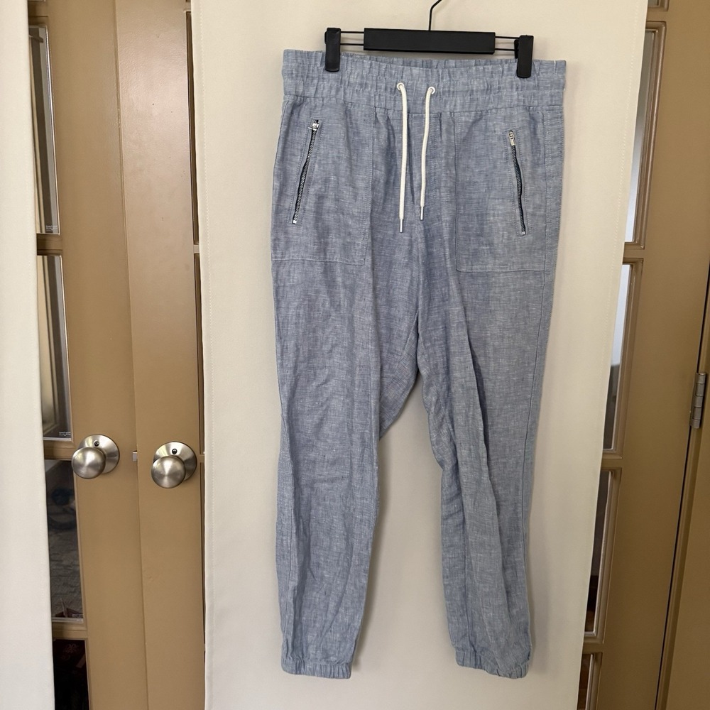 Athleta‎ Womens 6 Blue Cabo Linen Jogger Casual Pants Athleisure Comfort